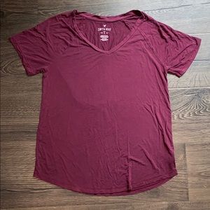 AEO V-Neck Soft & Sexy Tee — Maroon